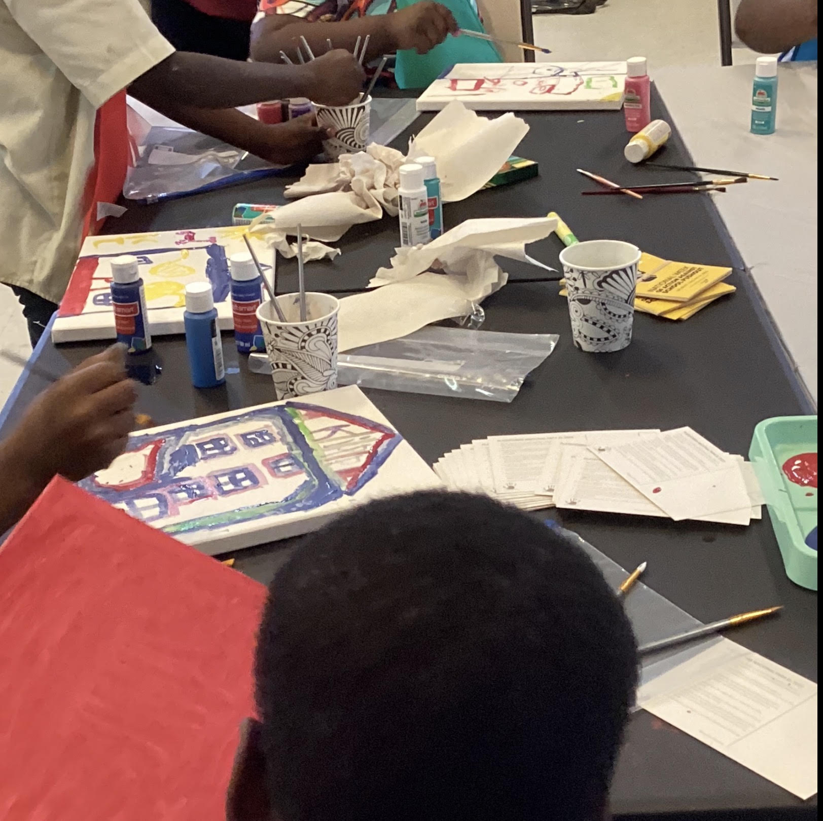 Children's art and creative materials on a table