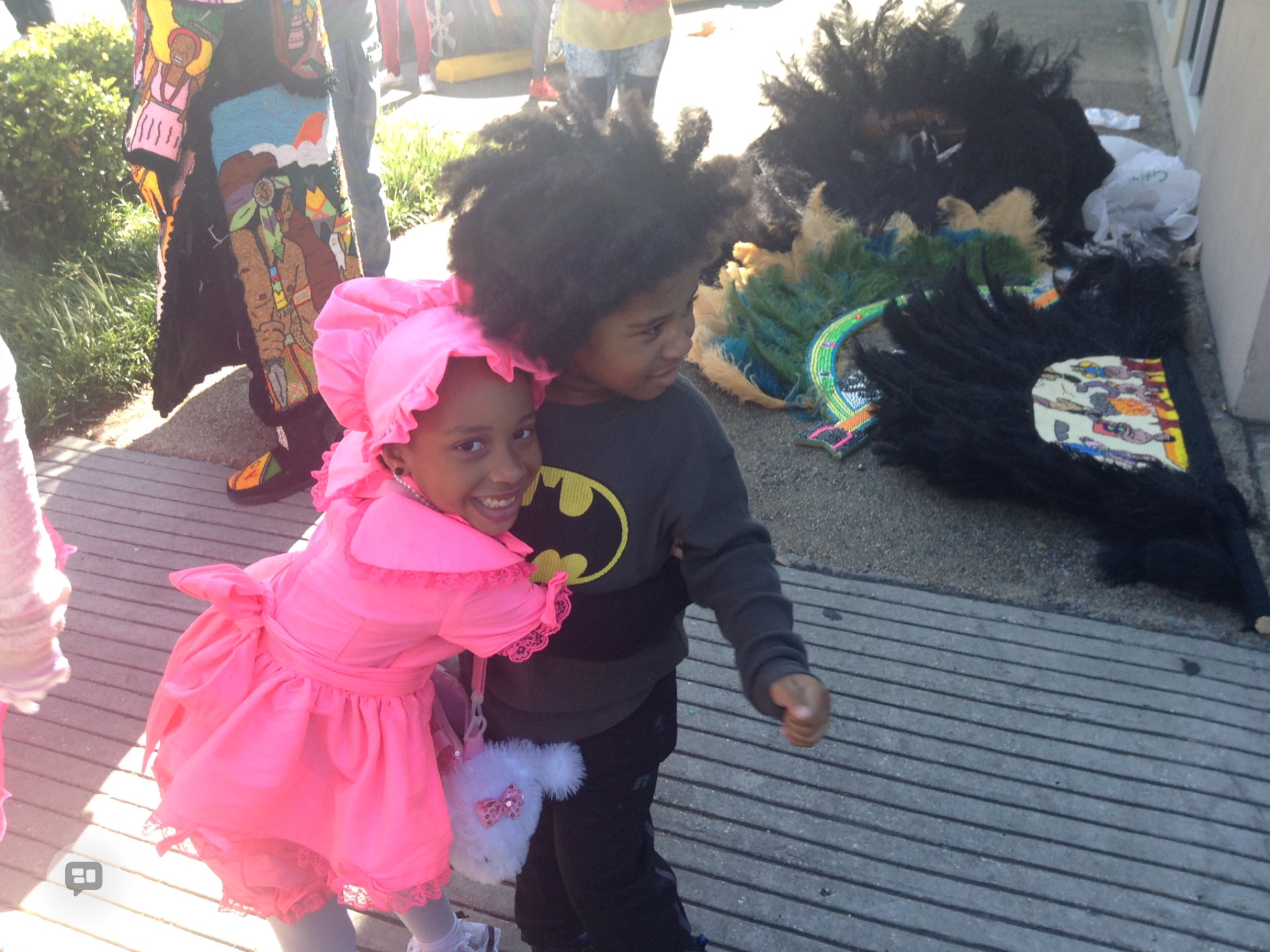 Black children at a Mardi Gras Indians cultural event in New Orleans